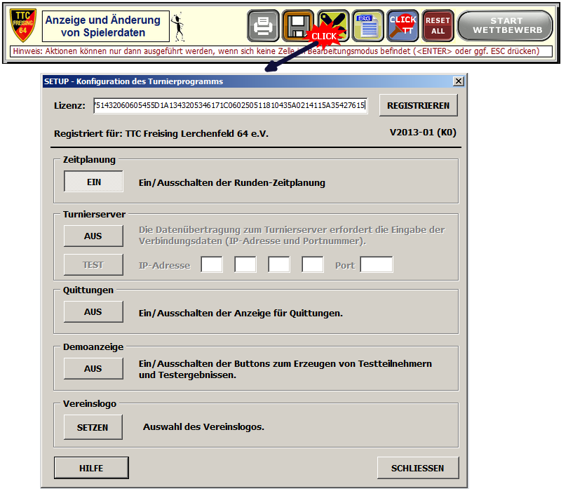 Setup Turnierprogramm
