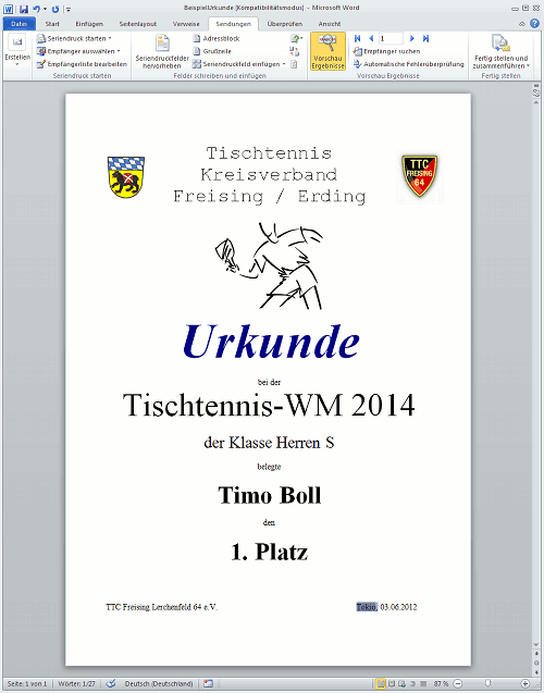 Urkunden im Wordformat